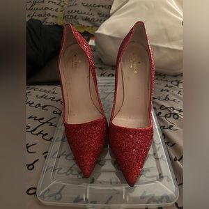 Kate Spade red glitter pumps/ heels